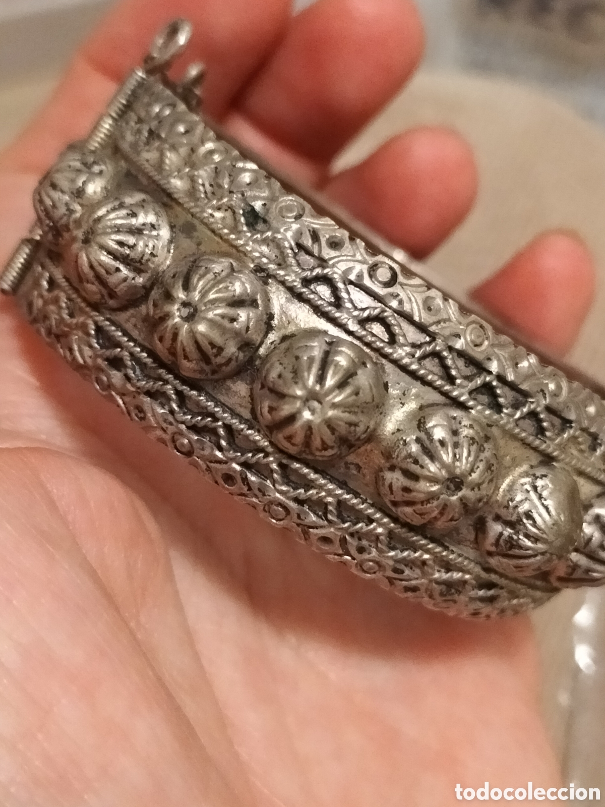 Joyeria: Antigua pulsera brazalete en plata - Foto 4