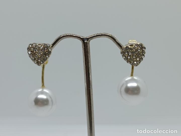 Joyeria: Bonitos pendientes ba&ntilde;ados en oro con perlas. - Foto 2