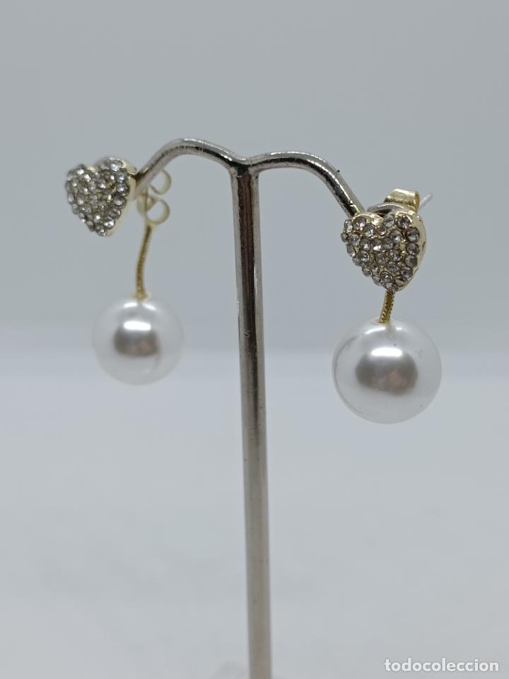 Joyeria: Bonitos pendientes ba&ntilde;ados en oro con perlas. - Foto 4