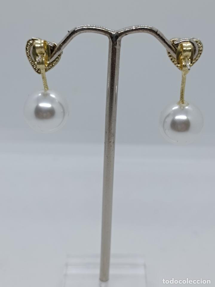 Joyeria: Bonitos pendientes ba&ntilde;ados en oro con perlas. - Foto 5