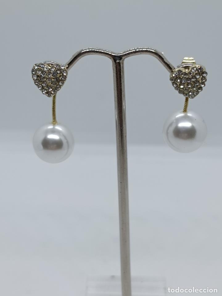 Joyeria: Bonitos pendientes ba&ntilde;ados en oro con perlas. - Foto 1