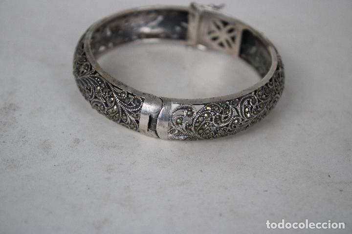 Joyeria: antigua pulsera de plata con marquesitas - Foto 4