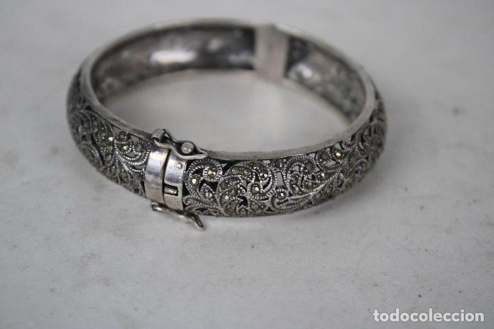 Joyeria: antigua pulsera de plata con marquesitas - Foto 1