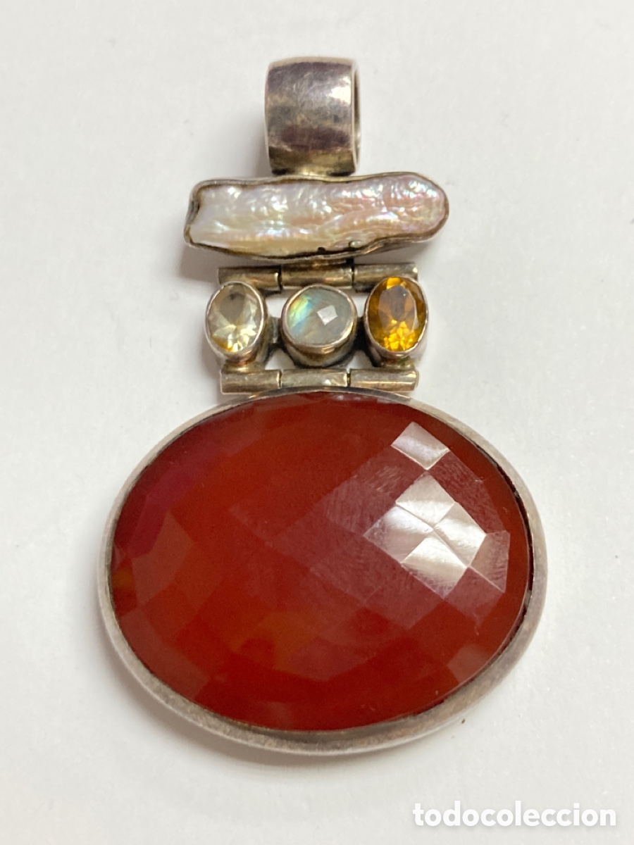 Joyeria: Colgante de plata con piedras y nacar/C69 - Foto 1
