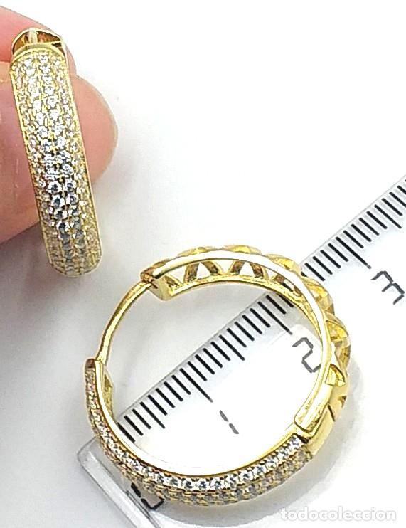 Joyeria: Pendientes de aro Plata con circonitas chapado Oro - Foto 3