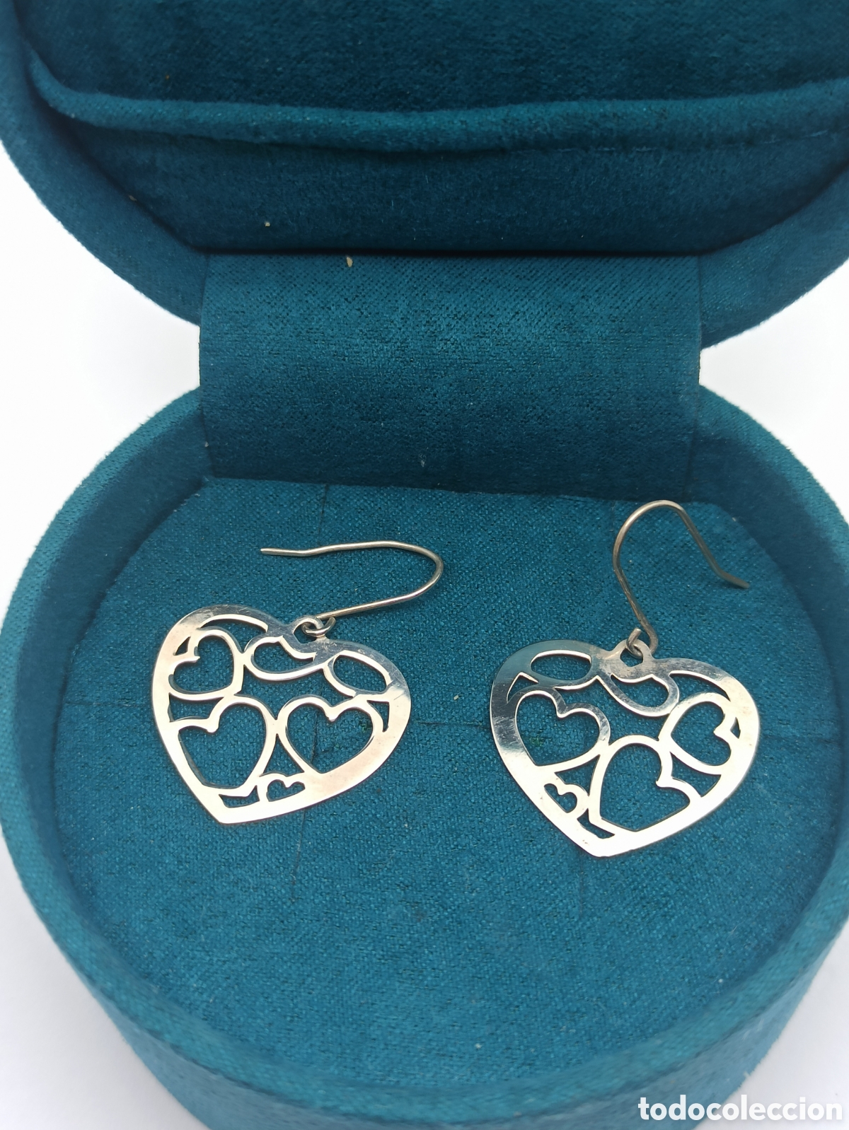 Joyeria: Pendiente coraz&oacute;nes de plata de ley 925 - Foto 1