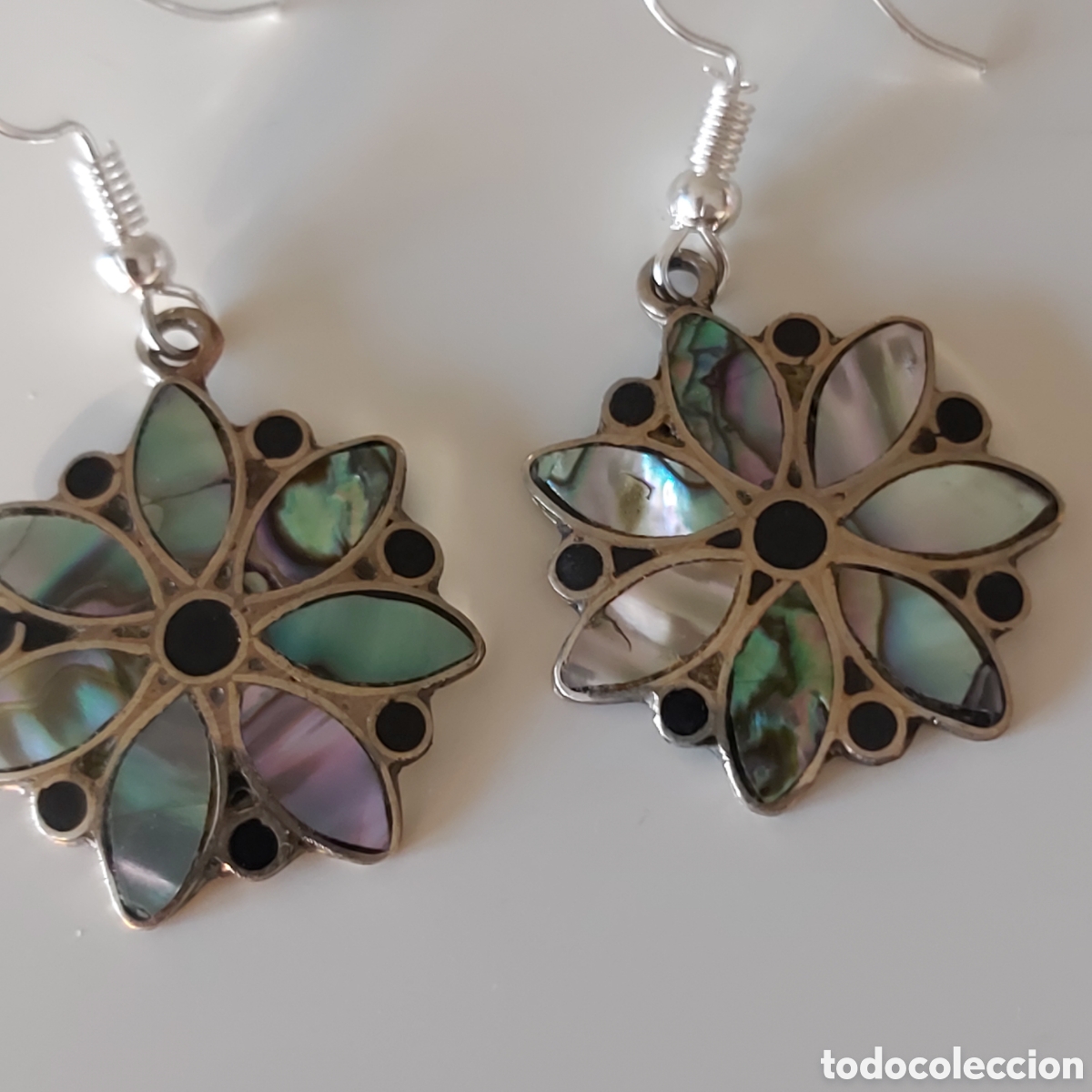 Joyeria: FANT&Aacute;STICOS PENDIENTES DE M&Eacute;XICO CON INCRUSTACIONES DE NACAR. REF S3 MEXICO - Foto 2