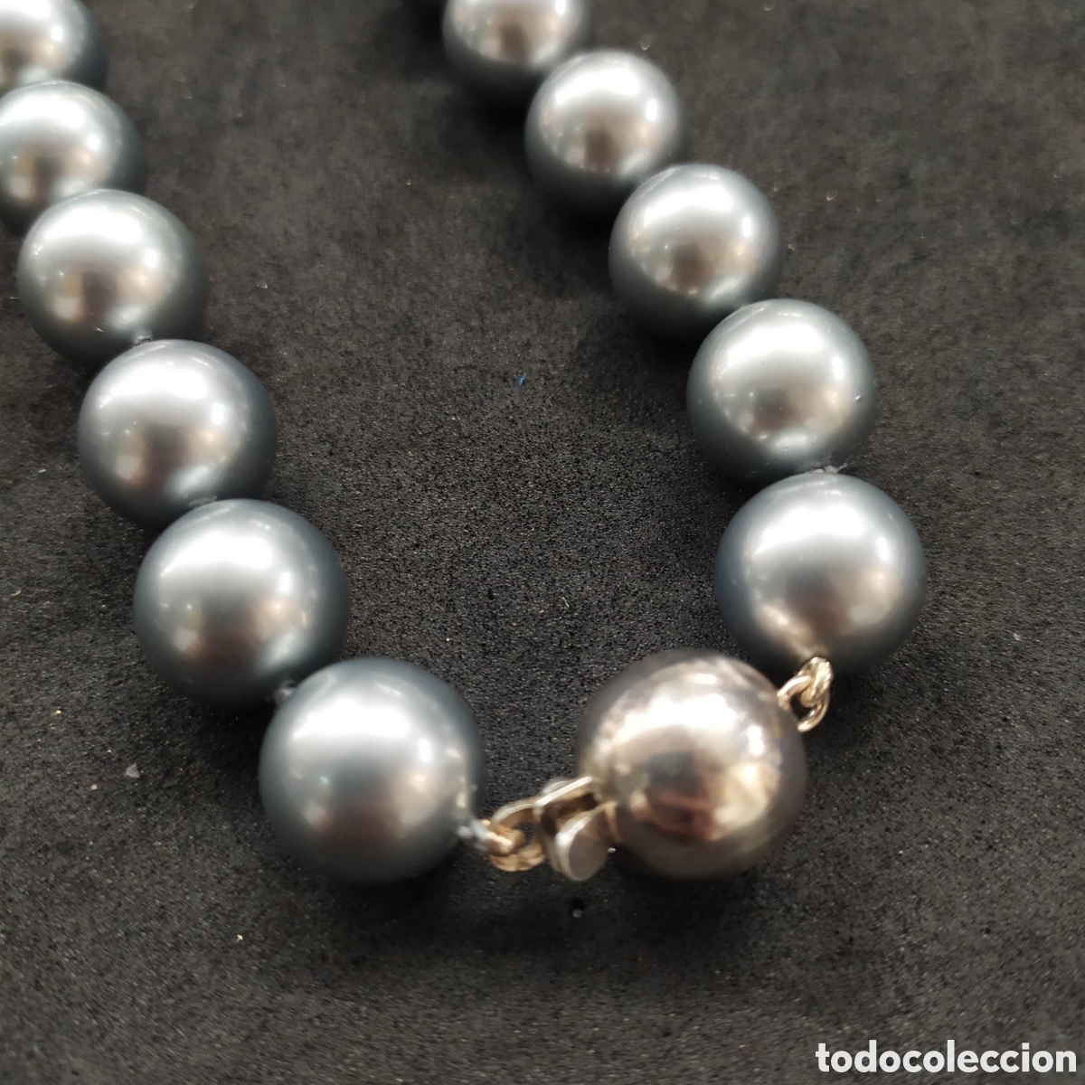 Joyeria: Collar perlas y cierre plata. Simil perlas grises grandes. - Foto 3