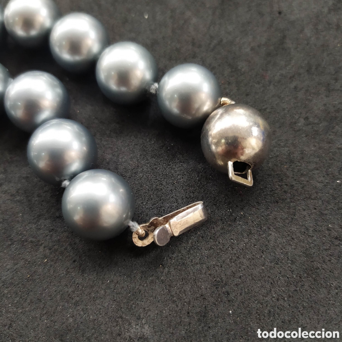 Joyeria: Collar perlas y cierre plata. Simil perlas grises grandes. - Foto 5