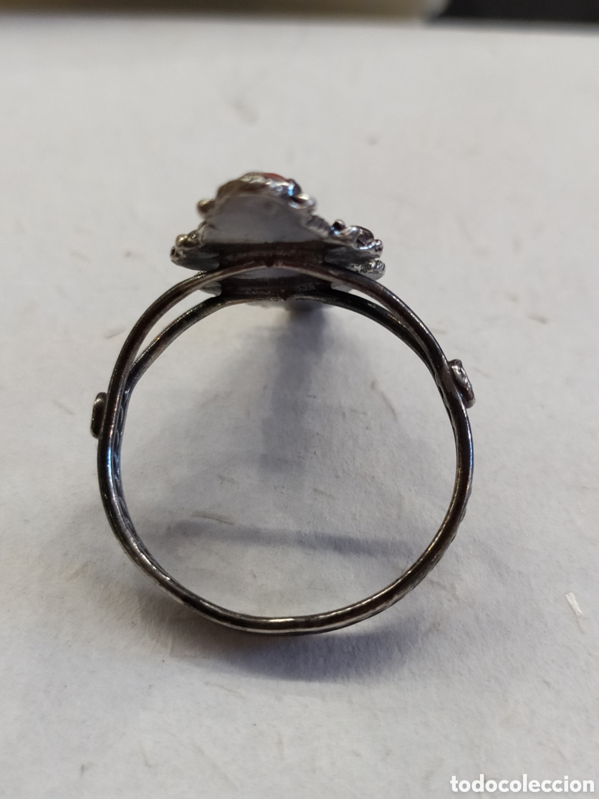 Joyeria: Antiguo anillo de plata y coral rojo. - Foto 3