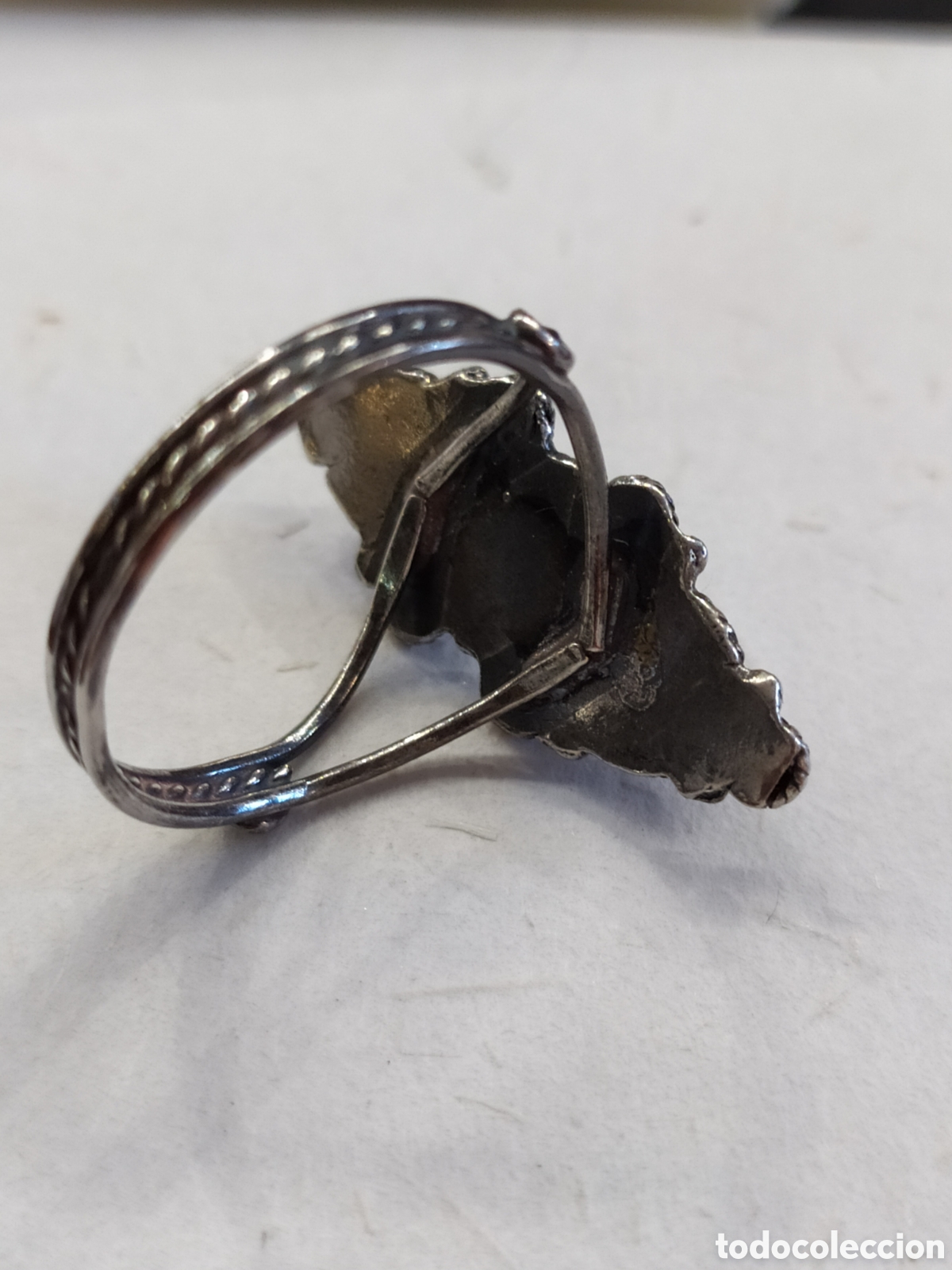 Joyeria: Antiguo anillo de plata y coral rojo. - Foto 4