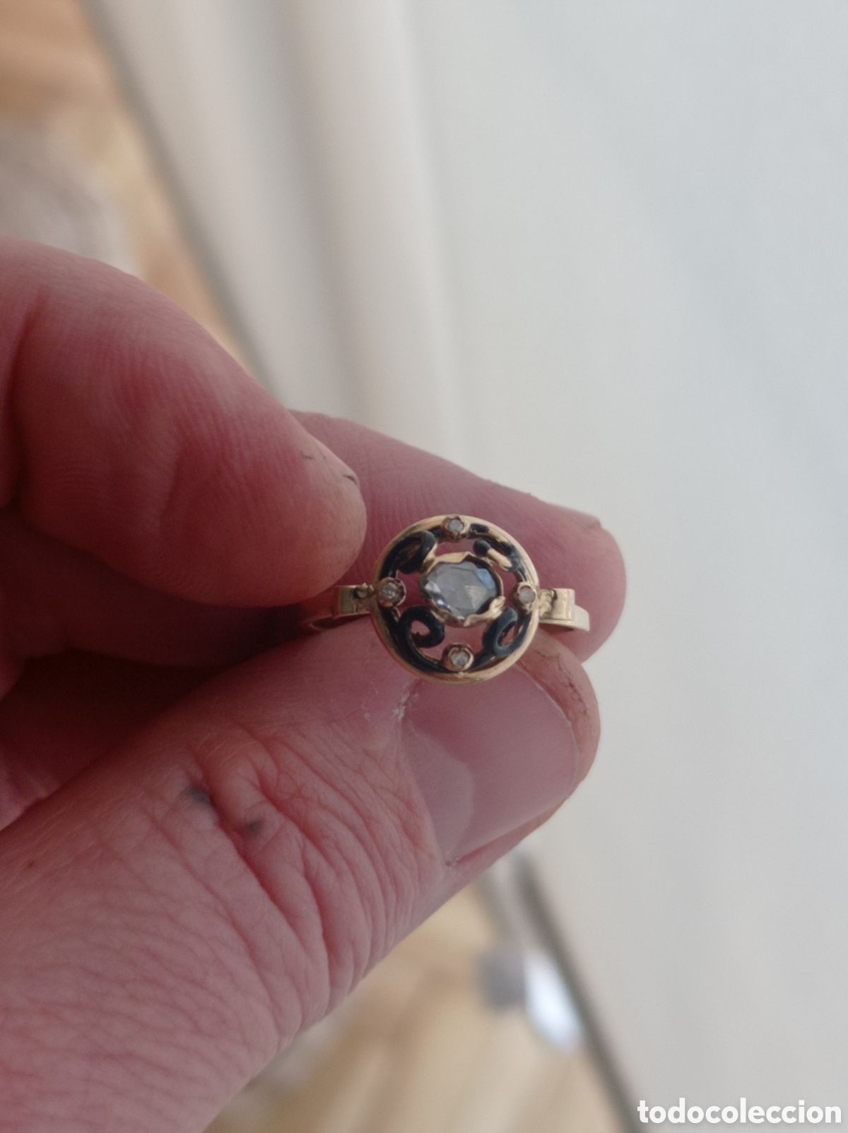 Joyeria: Anillo antiguo de oro y diamante - Foto 5