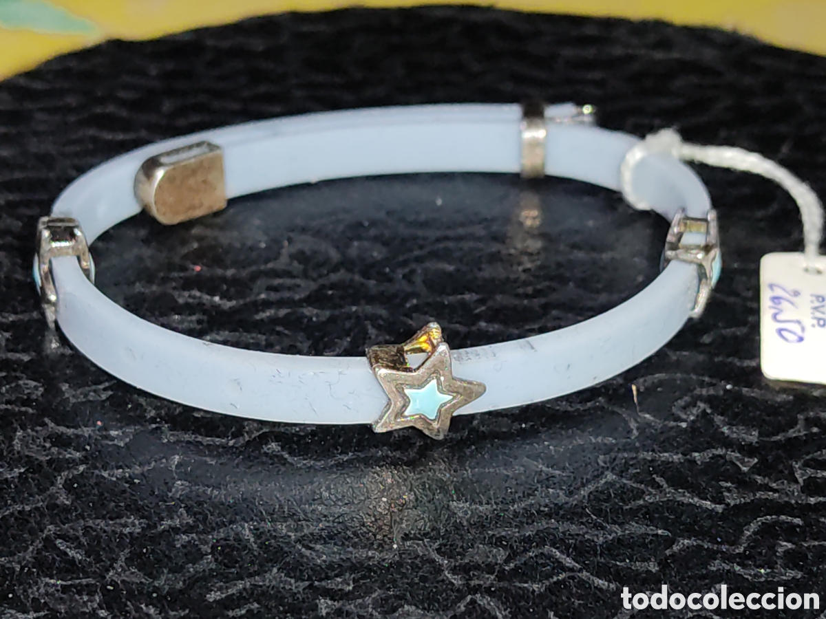 Joyeria: Pulsera juvenil con estrellitas de plata de ley y silicona. - Foto 3