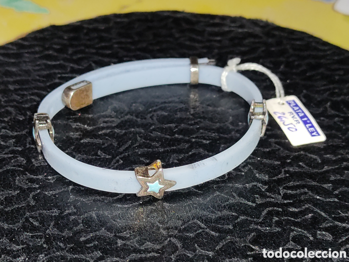 Joyeria: Pulsera juvenil con estrellitas de plata de ley y silicona. - Foto 1