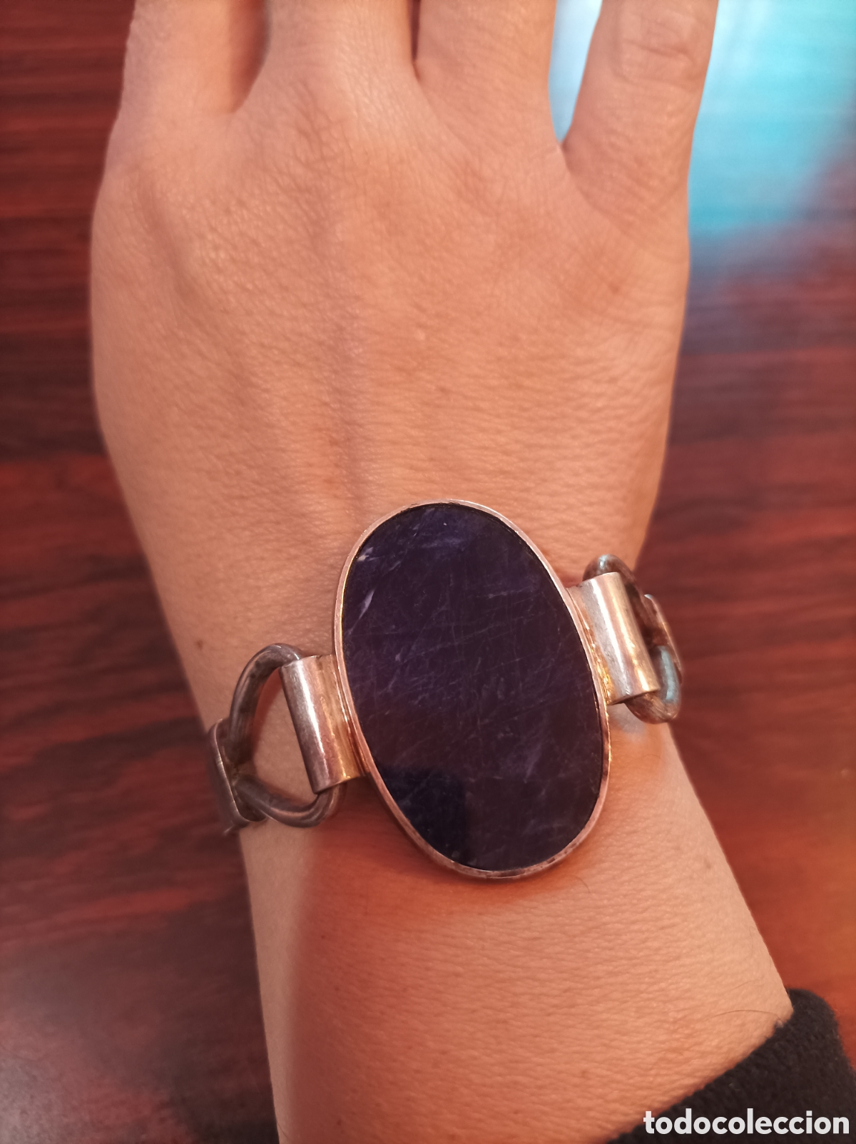 Joyeria: Pulsera ca&ntilde;a plata con lapisl&aacute;zuli - Foto 2