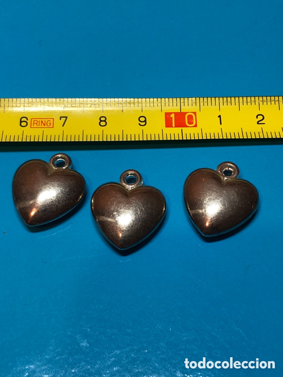 Joyeria: Lote 3 abalorios corazon, color plata (L60) - Foto 1