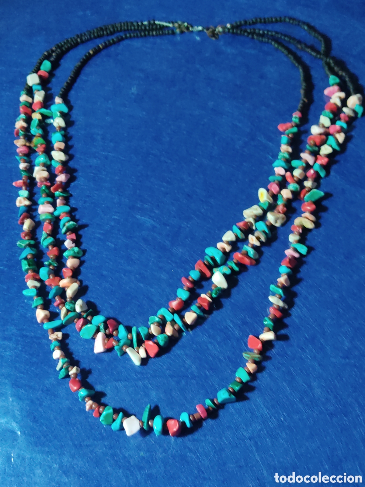 Joyeria: Collar tibetano de pedreria variada.Vintage. - Foto 2