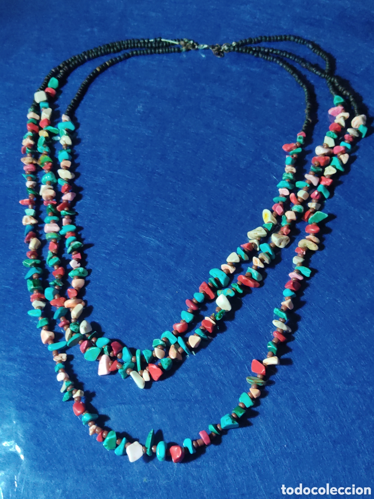 Joyeria: Collar tibetano de pedreria variada.Vintage. - Foto 3
