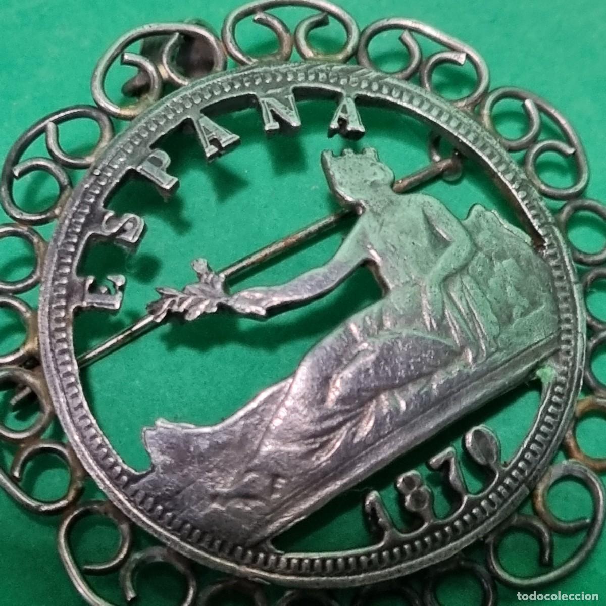 Joyeria: ANTIGUA MONEDA DE PLATA CONVERTIDA EN BROCHE 1870 CALADA - Foto 3