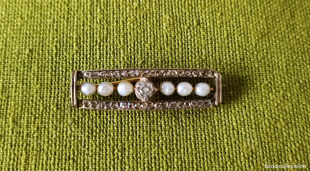 Joyeria: Broche antiguo con perlitas. - Foto 2