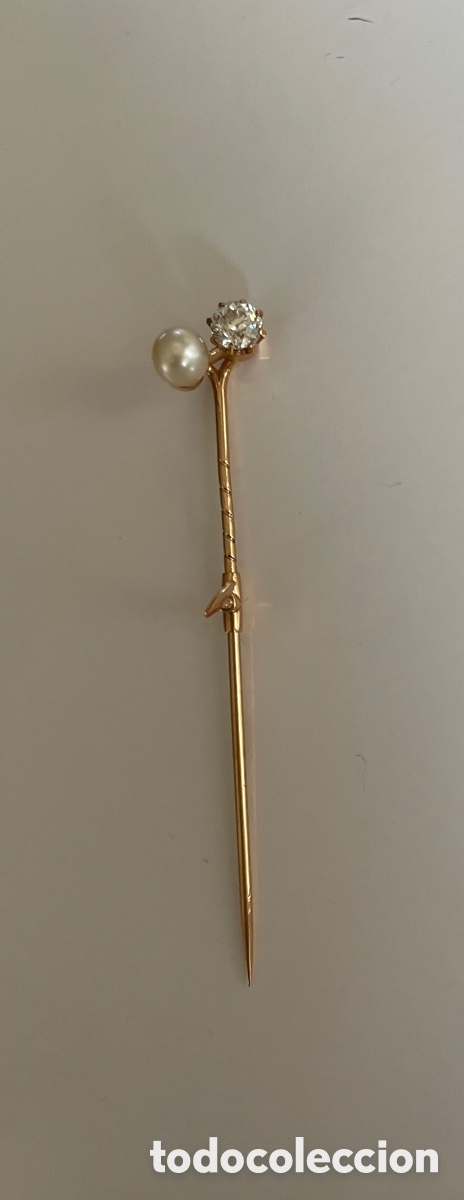 Joyeria: Aguja de corbata de oro perla y brillante - Foto 4