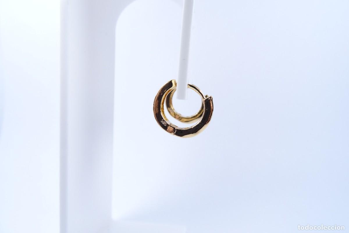 Joyeria: Pendientes en oro de 14k en forma de aro con piedras multicolor engastadas en bisel - Foto 7
