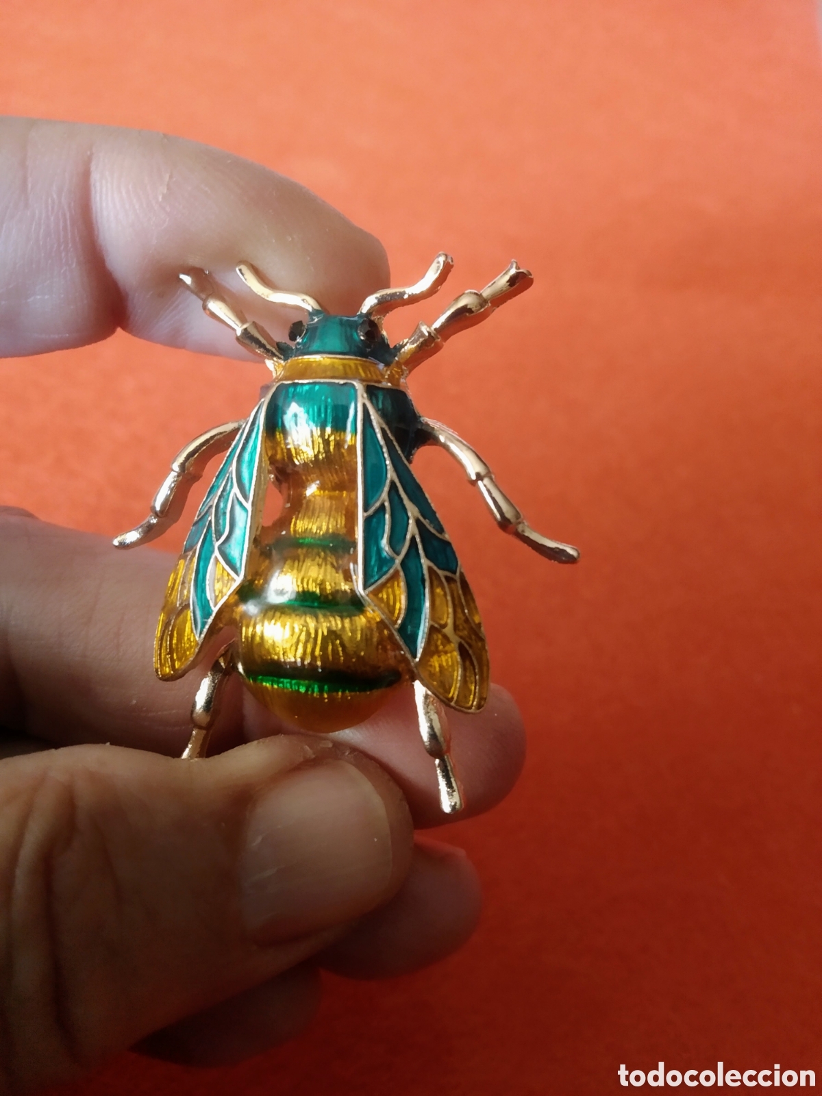 Joyeria: ANTIGUO BROCHE DE MOSCA ESMALTE - Foto 4