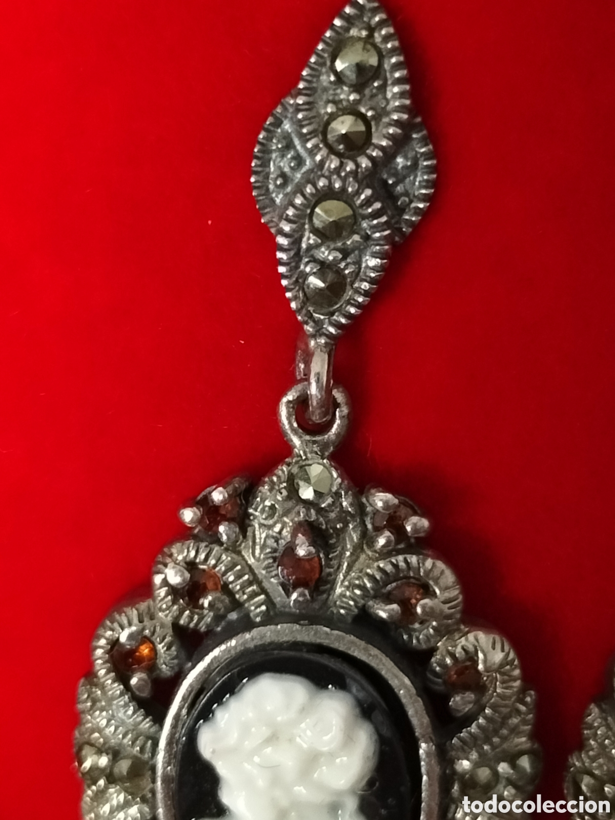 Joyeria: Pendientes camafeos y granate plata y marcasitas - Foto 4
