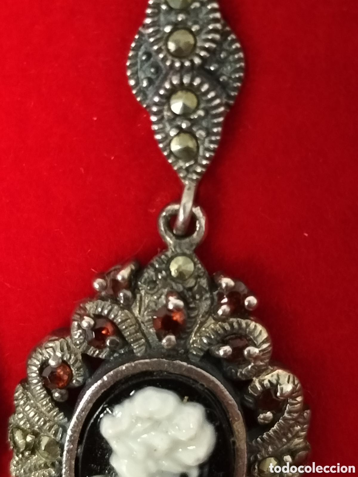 Joyeria: Pendientes camafeos y granate plata y marcasitas - Foto 5
