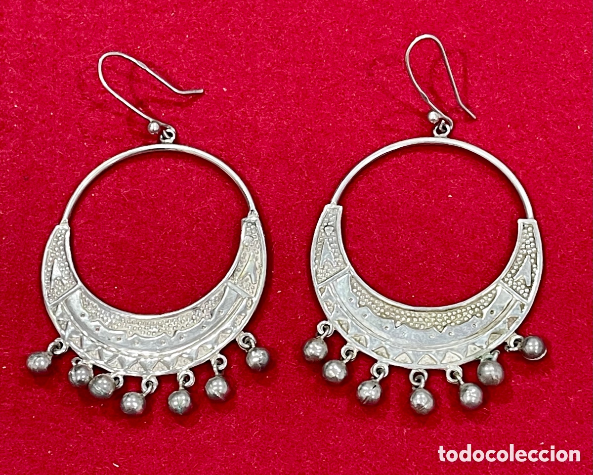Joyeria: Bonitos pendientes de aro con abalorios en plata de ley - Foto 1
