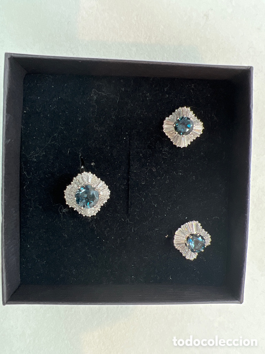 Joyeria: Conjunto anillo y pendientes diamantes y topacios - Foto 1