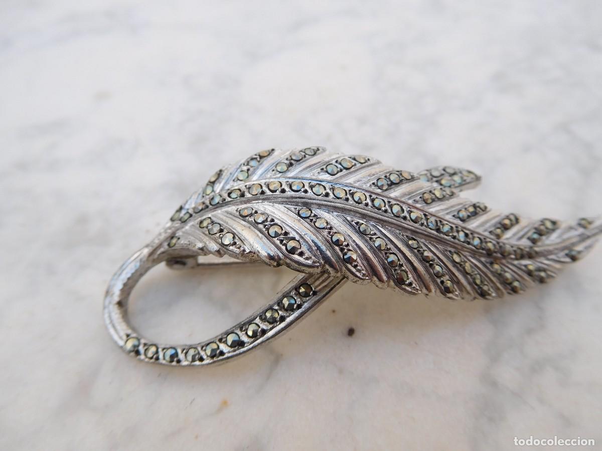 Joyeria: Broche vintage de plata rodiada y marquesitas - Foto 2