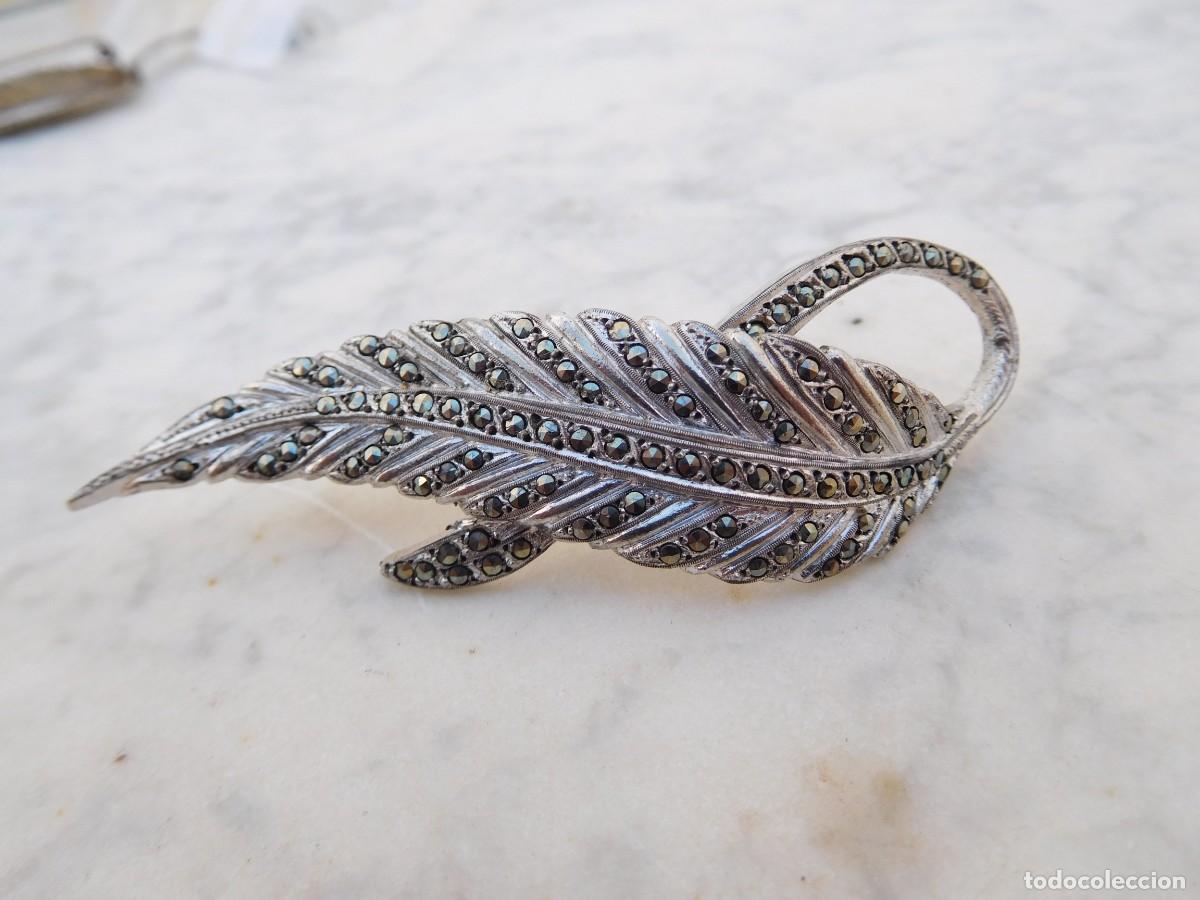 Joyeria: Broche vintage de plata rodiada y marquesitas - Foto 3