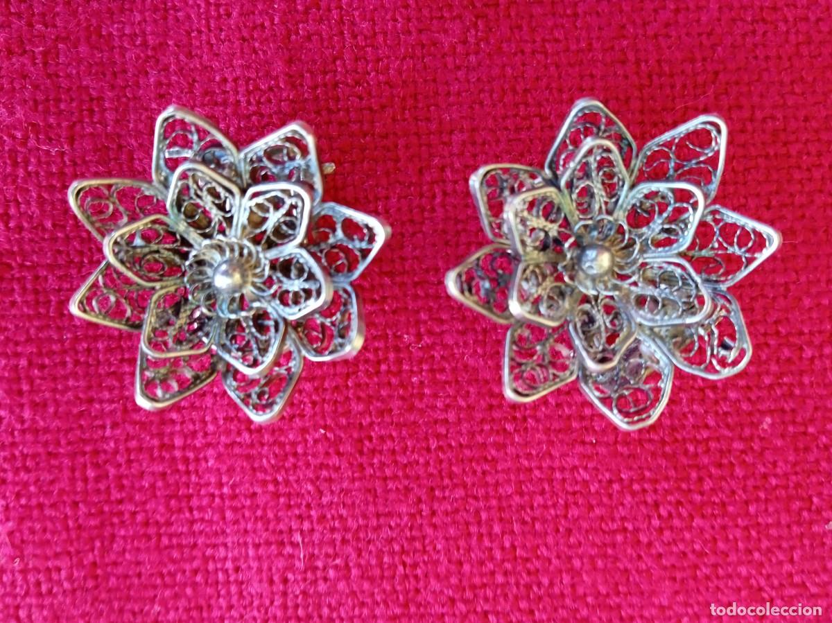 Joyeria: Pendientes antiguos de filigrana y plata - Foto 1
