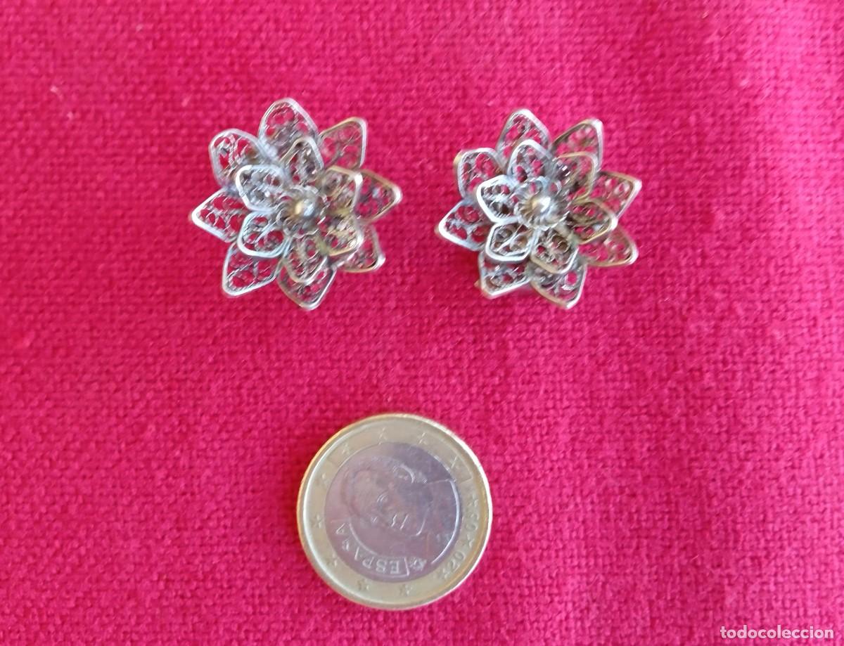 Joyeria: Pendientes antiguos de filigrana y plata - Foto 2