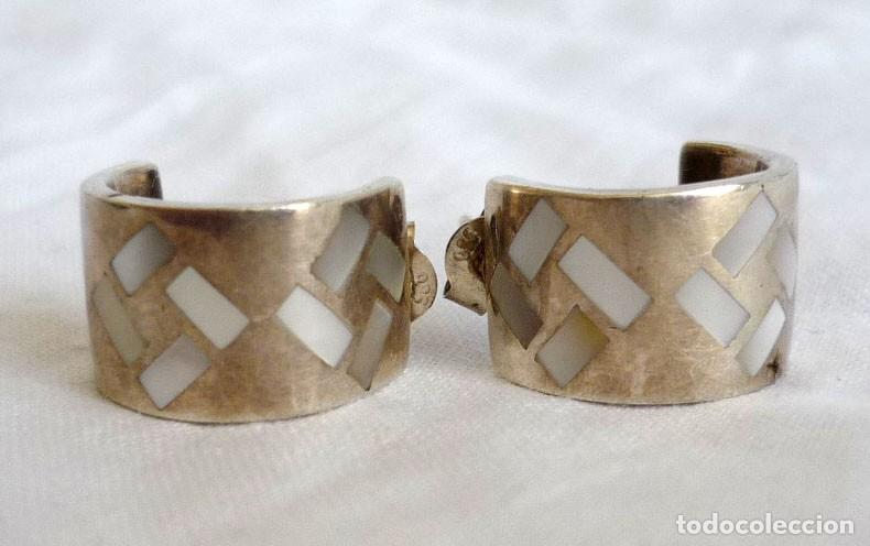 Joyeria: Pendientes de plata 925 con incrustaciones geom&eacute;tricas de n&aacute;car - Foto 4