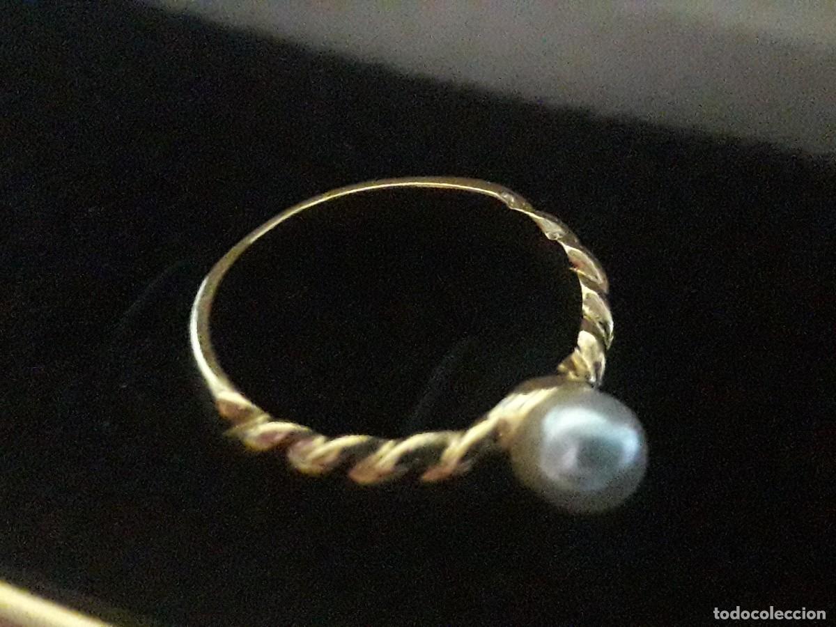 Joyeria: Anillo chapado en oro con perla - Foto 2