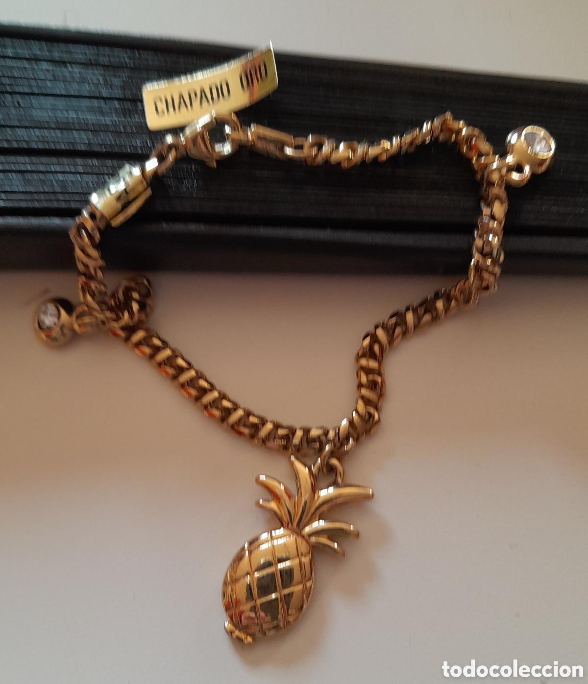 Joyeria: PULSERA CHAPA EN ORO CON PI&Ntilde;A Y CRISTAL - Foto 1