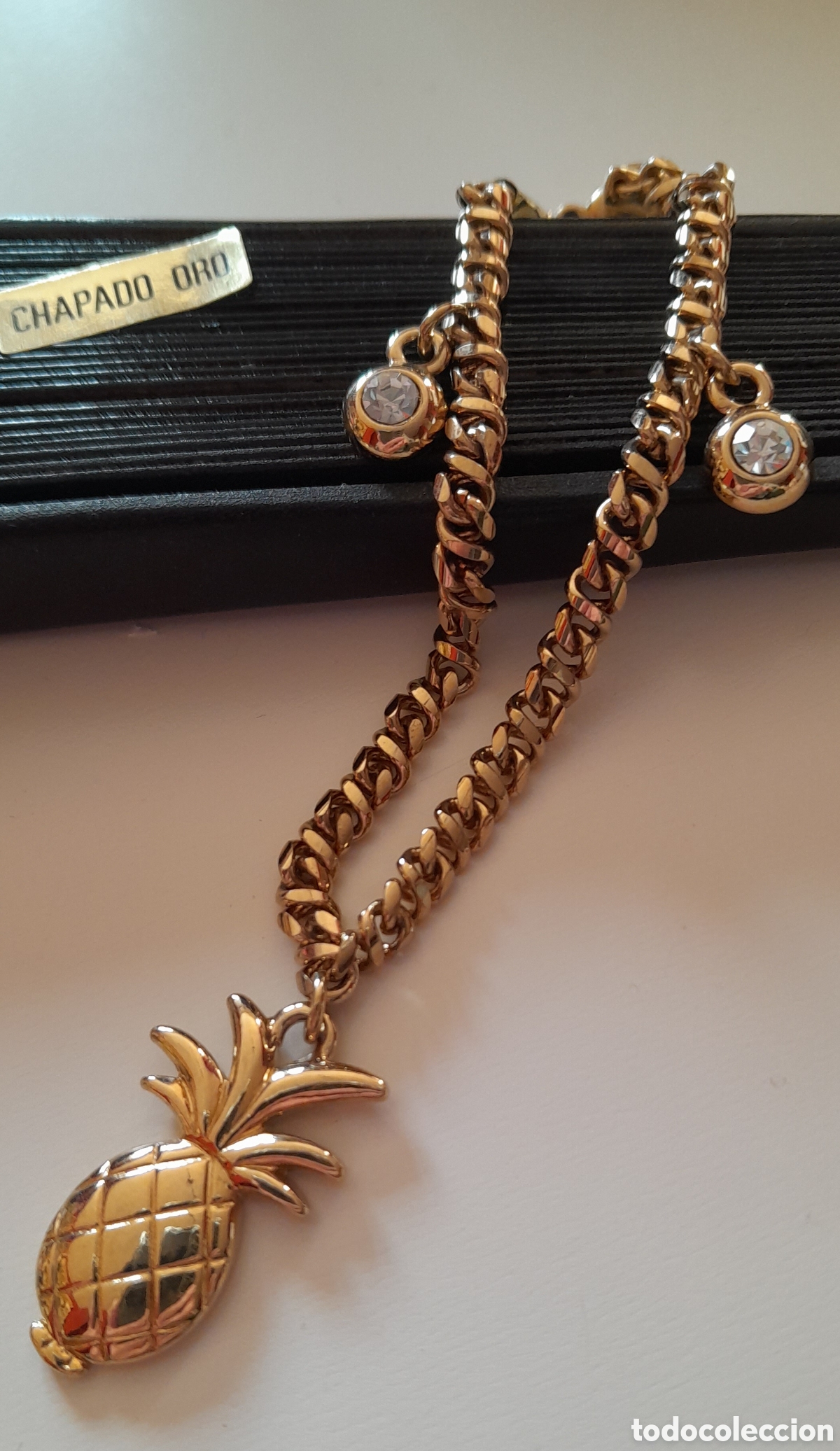 Joyeria: PULSERA CHAPA EN ORO CON PI&Ntilde;A Y CRISTAL - Foto 2