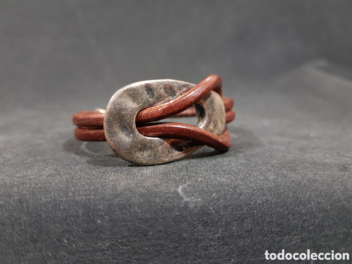 Joyeria: Original pulsera de cuero marr&oacute;n y metal - Foto 3