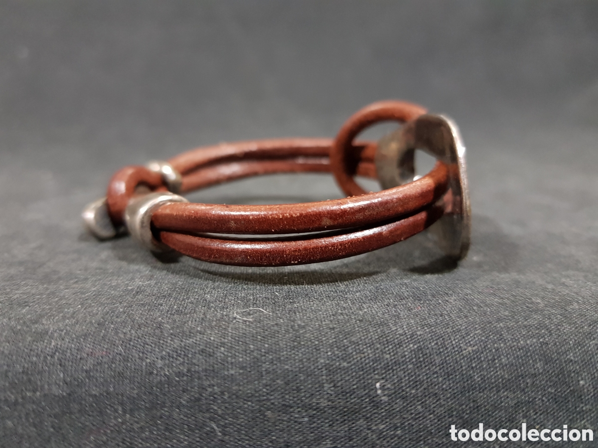 Joyeria: Original pulsera de cuero marr&oacute;n y metal - Foto 4