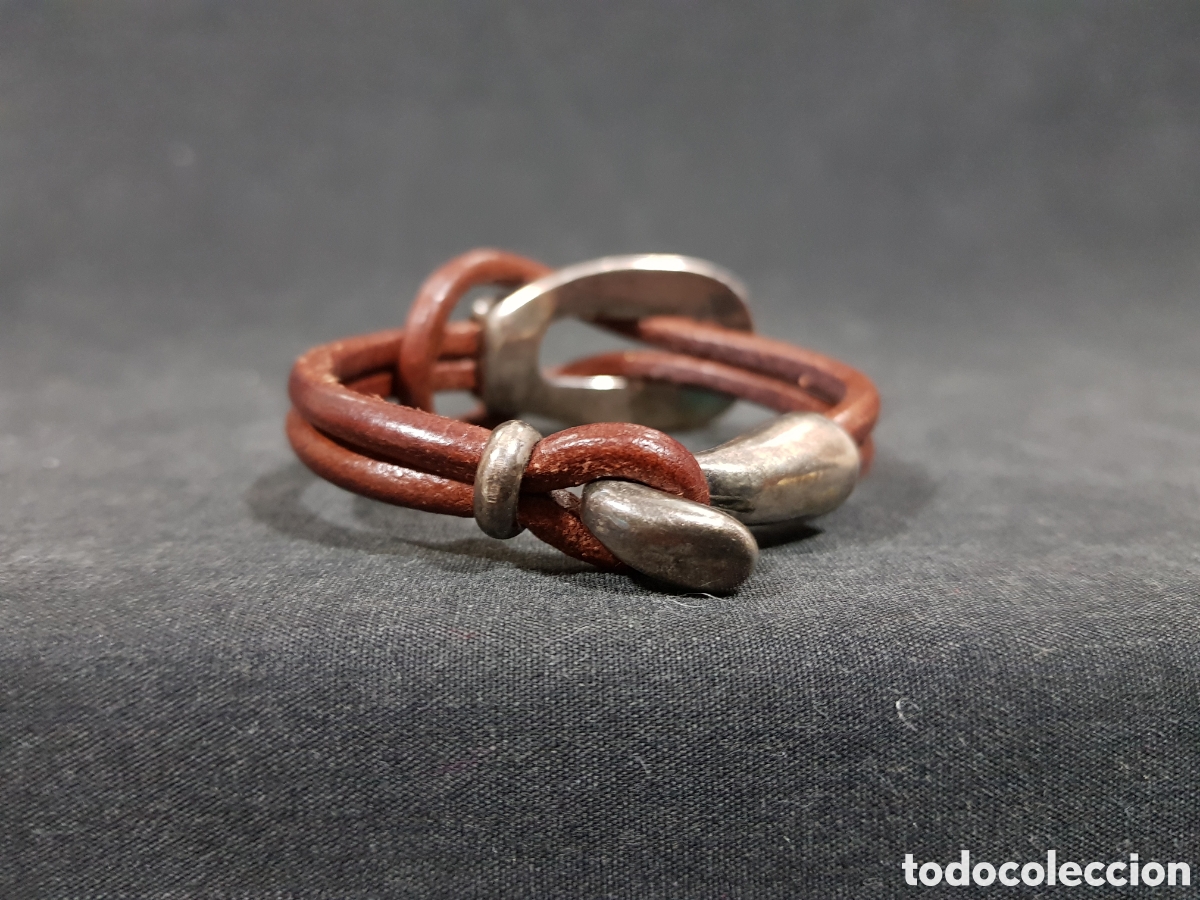 Joyeria: Original pulsera de cuero marr&oacute;n y metal - Foto 5