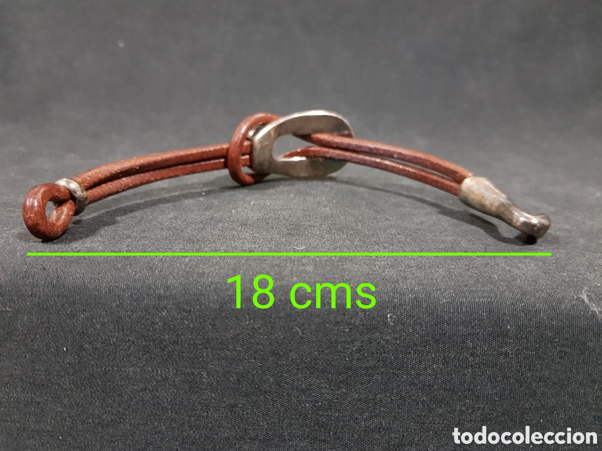 Joyeria: Original pulsera de cuero marr&oacute;n y metal - Foto 2