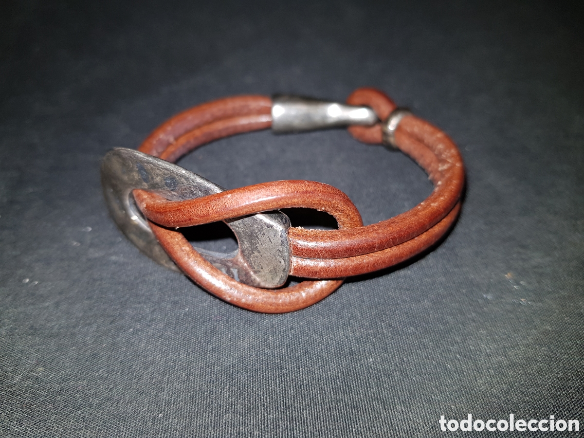 Joyeria: Original pulsera de cuero marr&oacute;n y metal - Foto 1