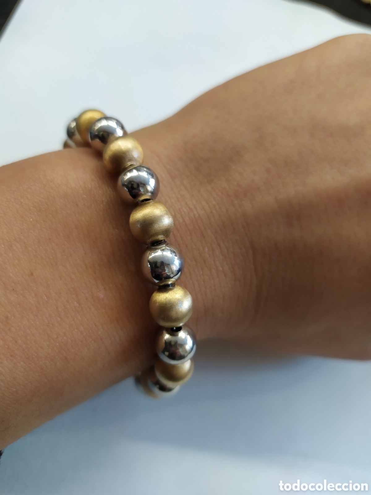 Joyeria: Pulsera bolas de plata y plata con ba&ntilde;o de oro. - Foto 3