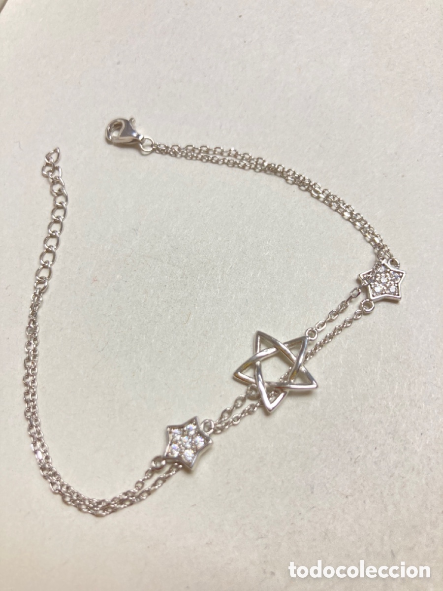 Joyeria: Pulsera doble con estrellas de plata rodiada c - Foto 3