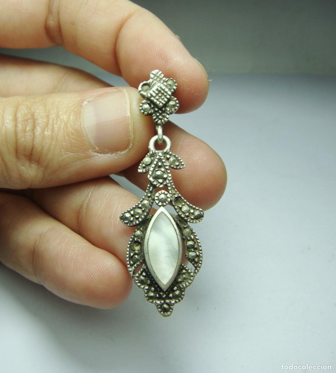 Joyeria: Pendiente de Plata y N&aacute;car. Con contraste. - Foto 2