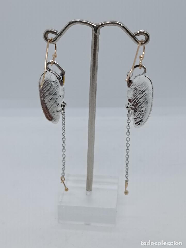 Joyeria: Preciosos pendientes de dise&ntilde;o en plata con forma de gruya. - Foto 4
