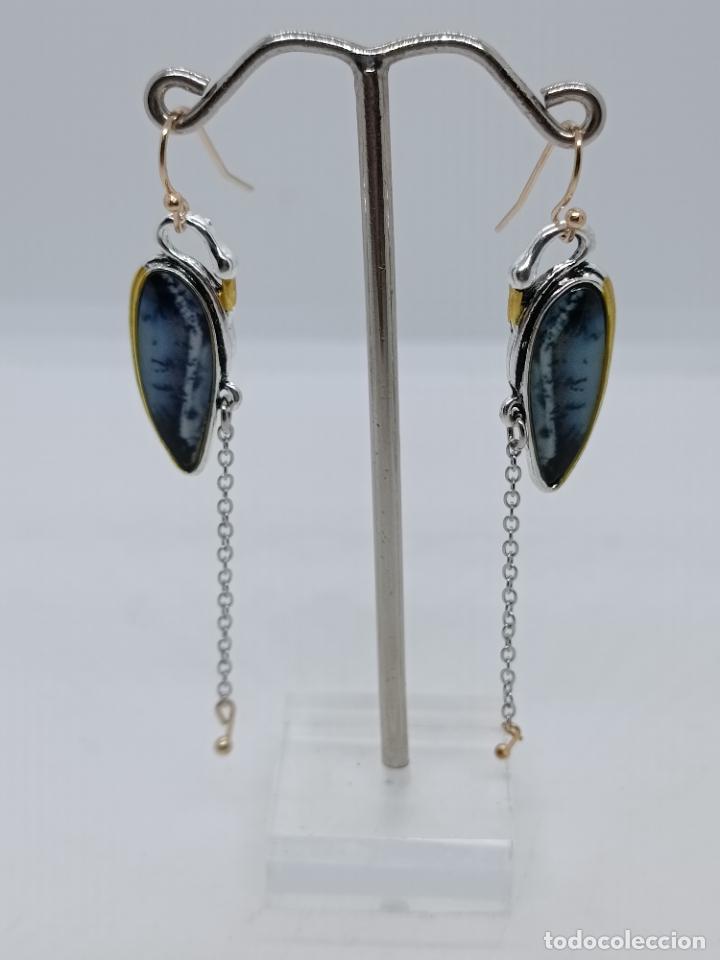 Joyeria: Preciosos pendientes de dise&ntilde;o en plata con forma de gruya. - Foto 1