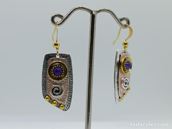 Joyeria: Preciosos pendientes de elegante dise&ntilde;o en plata y oro. - Foto 2